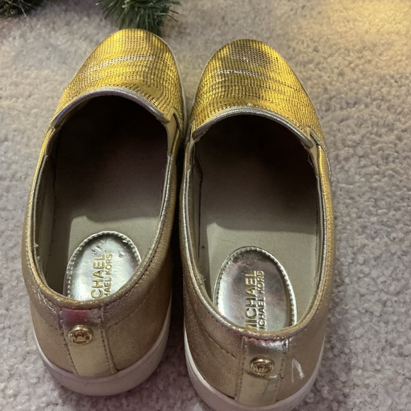 Michael Kors Gold Slip-On Loafers - Picture 8 of 10
